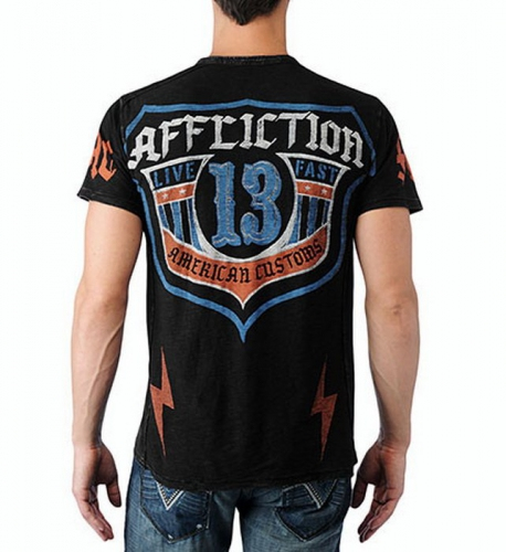 Футболка Affliction ACMC Shield Henley - Black Lava купити